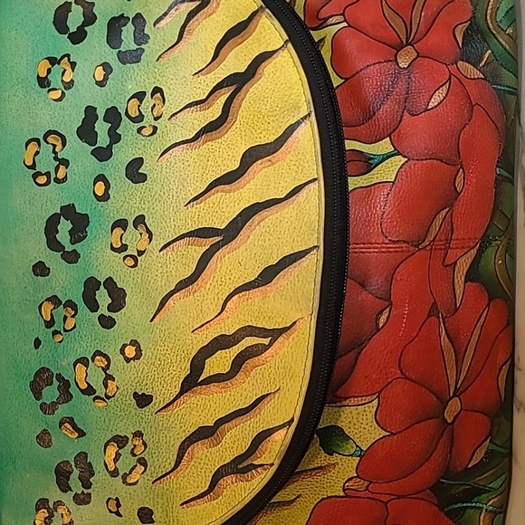 Anuschka Vibrant Hand-painted Leather Crossbody Bag Art-to-wear Boho Unique - Picture 2 of 16